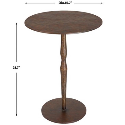 Round Rustic Copper Bronze Iron Accent Table