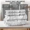 4 Piece Bed Sheets Printed Microfiber Sheet Set Ultra Soft, Easy Care Paisley Printed Sheets - Lux Decor Collection - 2 of 4