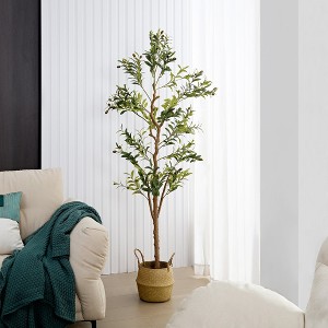 VECELO 71"/59" Artificial Olive Tree Potted Faux Green Plant Faux Olive Trees in Pot - 1 of 4