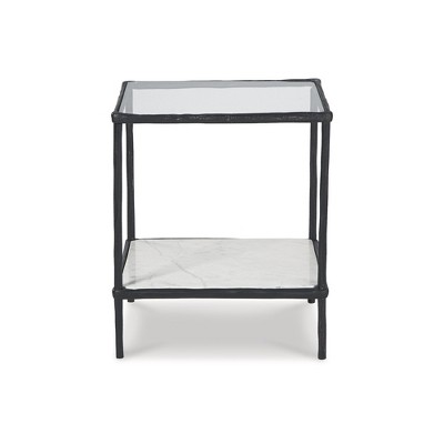Ryandale 20.75'' Square Gray Metal and Glass Accent Table
