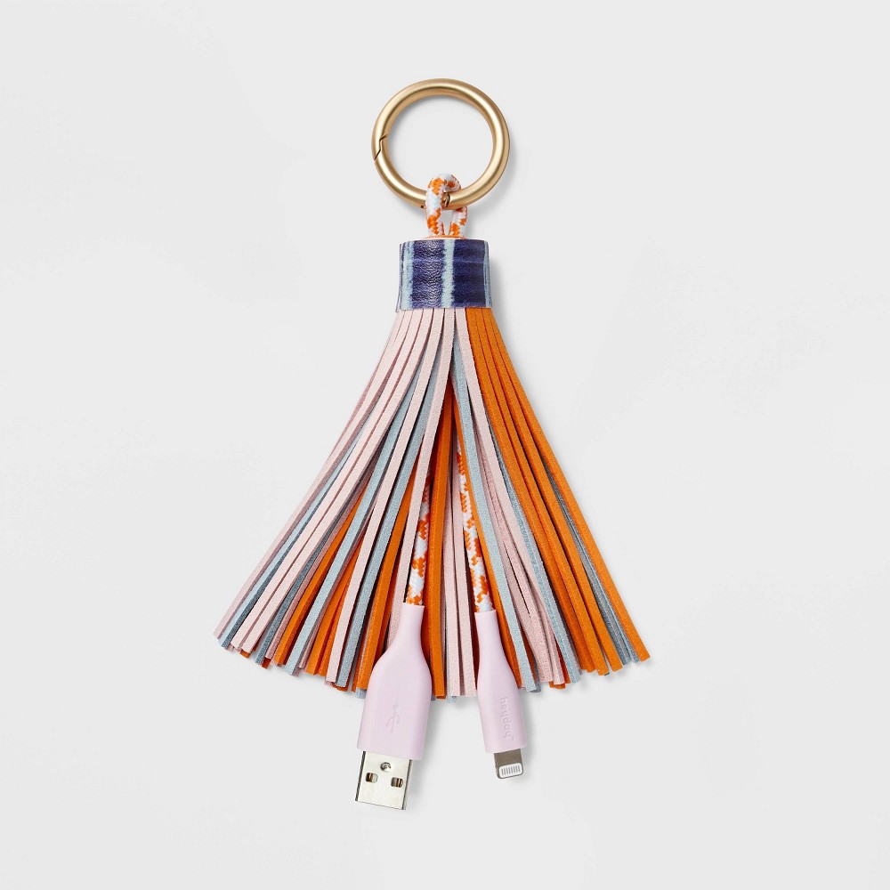 Heyday with Aliyah Salmon 12  LTNG to USB-A Tassel Keychain Cable fits iPhone (7 pieces)