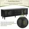 HDZNVF Retro Design TV Stand with Fluted Glass Doors for TVs Up to 78 inch, Black - 3 of 4