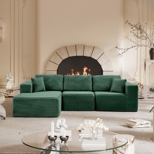 MAYEERTY 104 in Plush Fleece Convertible Sofa, Compressed Zero-Assembly Modular Beige Living Room Sofa - 1 of 4