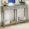 Tramull Retro Entryway Table with 4 Drawers & Shelf, Vintage Console Table for Hallway, Living Room - 4 of 4