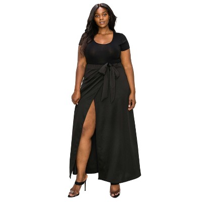 L I V D Women's Scuba Wrap Maxi Skirt