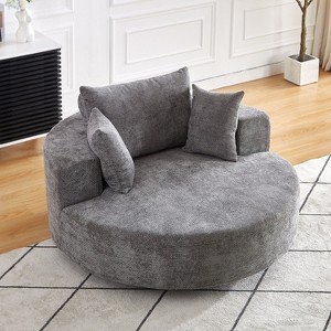 NicBex Couches for Living Room 55''L Chenille Single Swivel Sofa Chair Fluffy Modern Sleeper 360 Degree Swivel Chair with 3 Throw Pillows - 1 of 4