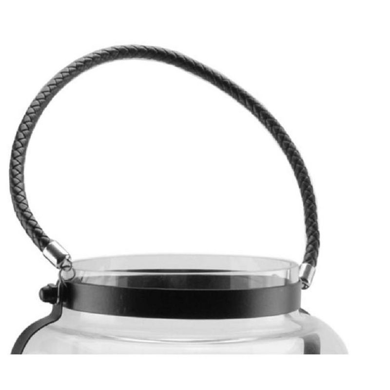 Northlight 18" Clear Glass Hurricane Candle Holder Lantern with Jet Black Metal Frame, 2 of 3