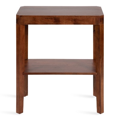 Talcott Walnut Brown Mango Wood Two-Tier End Table
