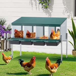 Kumasinova 3/6/8/4-Bay Metal Chicken Nesting Box( with Legs),Galvanized Steel Laying Box for Hens,Poultry Supplies with Egg Protection,Green - 1 of 4