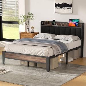 Lusimo Bed Frame Full Upholstered Platform Bed with Storage Headboard and Charging Station - 1 of 4
