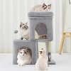 24inch Tall cat Tree with 2 cat condo and Mouse Toy Cozy Small cat Tower with Scratching Post and Board - 2 of 4