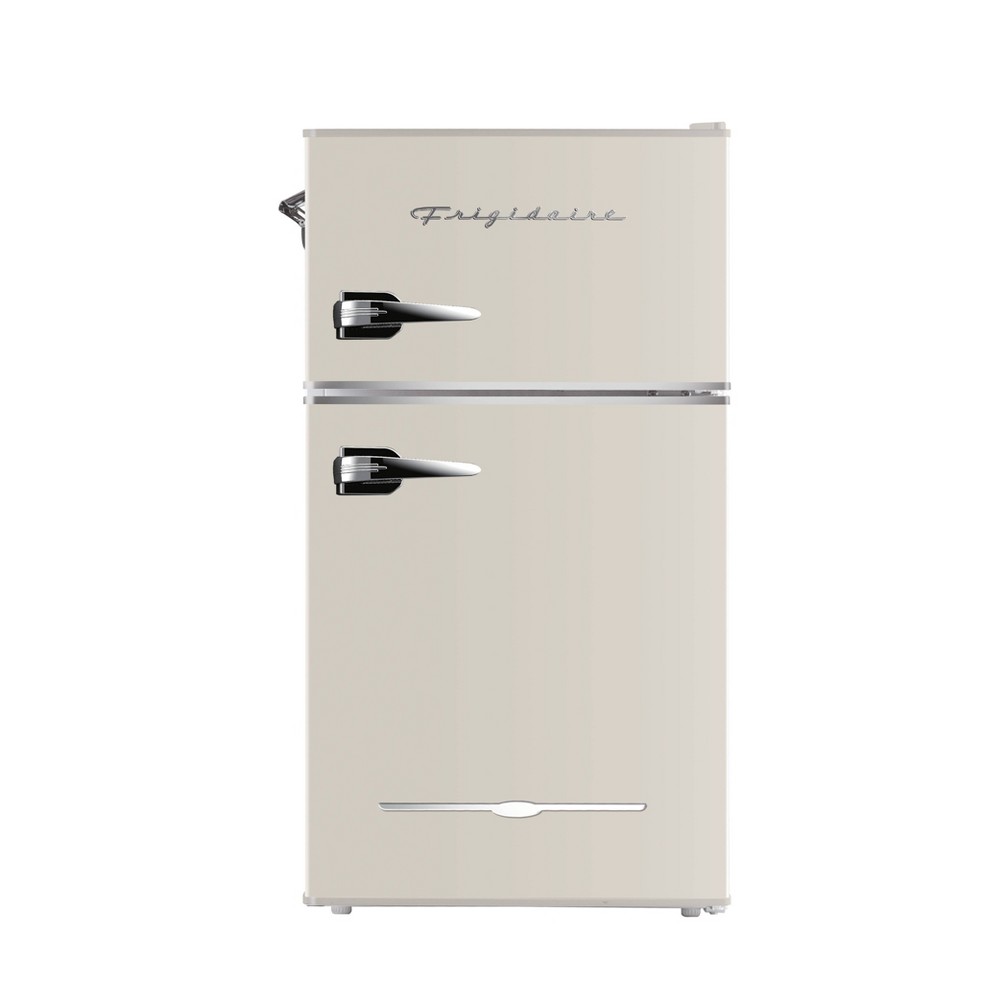 Frigidaire 3.1 cu ft 2 Door Retro Fridge w Side Bottle Opener Cream: Compact Mini Refrigerator, Model EFR840-CREAM