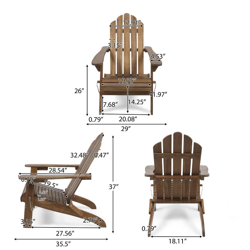 Hollywood Acacia Wood Foldable Patio Adirondack Chair - Christopher Knight Home, 6 of 7