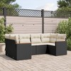 vidaXL Patio Sofa Set with Cushions Outdoor Furniture 6 Piece Poly Rattan - Black and Cream - 2 of 4