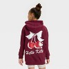Girls' Hello Kitty Cherry Oversized Hooded Fleece Sweatshirt - Red - 3 of 4