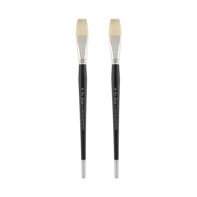 Creative Mark Pro Stroke Premium White Chungking Hog Bristle Artist Paint Brush - Flat - Natural Bristle Brush w/ Great Control Suitable for Oils,