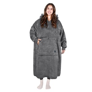 Tirrinia Women Men Full Body Warm Fleece Flannel Hoodie Blanket Oversized Sweatshirt, Super Soft Large Wearable Blanket Hooded, Cozy Gift for Winter - 1 of 4