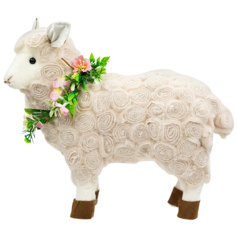 Northlight Standing Sheep with Floral Wreath Easter Decoration - 12.5" - Beige, 4 of 7