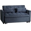 TiramisuBest 3-in-1 Convertible Sleeper Sofa Bed, Velvet Loveseat Futon Couch with Pull-Out Bed, Pillows & Storage Pockets, Black - 2 of 4