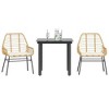 vidaXL 3 Piece Patio Dining Set - Brown PE Rattan/Tempered Glass Table & Cushioned Garden Chairs for Outdoor, Patio, Backyard - 2 of 4