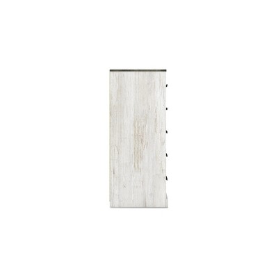 Transitional Whitewash & Charcoal Gray 5-Drawer Chest with Pewter-Tone Hardware
