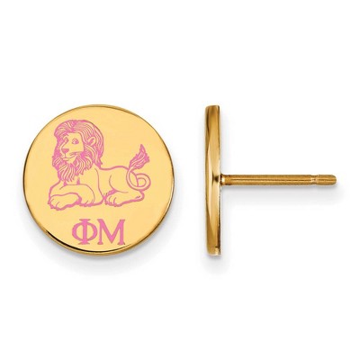 Black Bow Jewelry 14k Yellow Gold Plated Sterling Silver Phi Mu Greek Life Stud Earrings