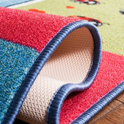Educational Blue and Multicolor Kids Playhouse Rug, 5' x 7'