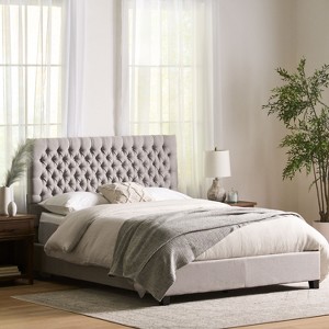 GDFStudio Brandi Contemporary Tufted Upholstered Queen Bed Frame with Diamond Stitching - 1 of 4