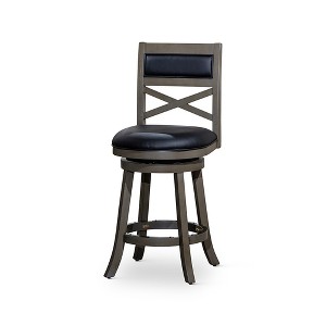 24" Counter Height Swivel Stool Modern Dining Chairs Bar Chairs X-Backrest Chair Armless Stool - 1 of 4