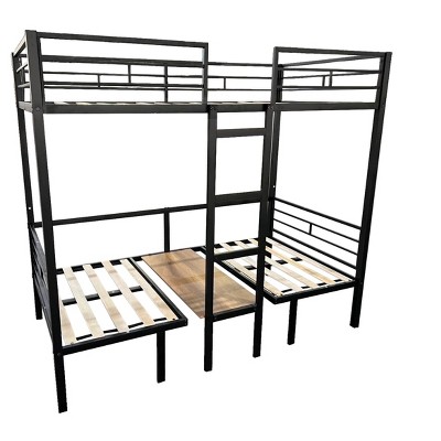 NicBex Full Size Bunk Bed with Table Set and Guardrails,Twin Loft Bed with Ladder and Converts to Full Over Full Bunk,Bunk Beds for Bedroom