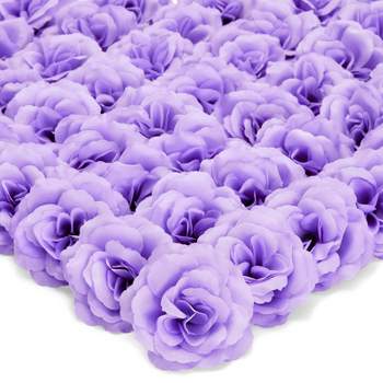 75 Pack Purple Flowers for Crafts, 2 Inch Stemless Silk Cloth Roses for  Bridal Shower, Wedding Receptions, Faux Bouquets 