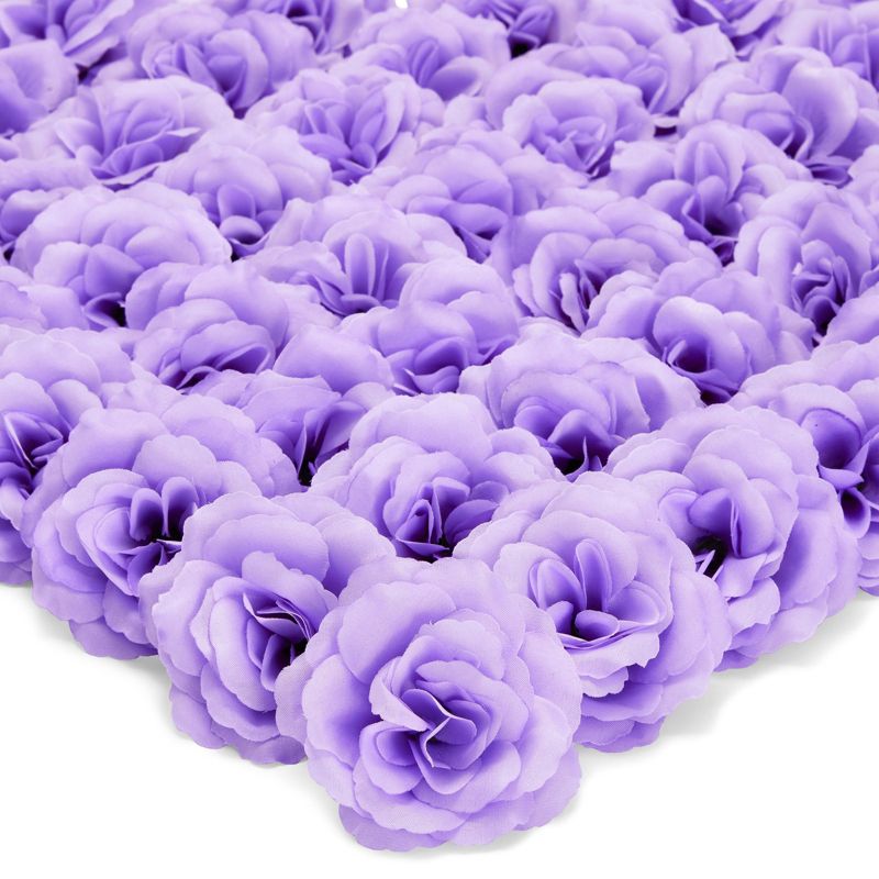 Juvale 50 Pack Light Purple Artificial Flowers for Decoration, 3 Inch Stemless Silk Cloth Roses for Wall Decor, Wedding Receptions, Spring Decor, 1 of 10