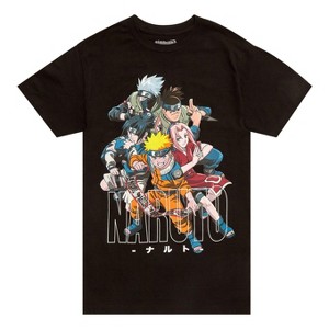 Seven Times Six Naruto T-Shirt Men's Sakura Kakashi Sasuke Iruka Short Sleeve Graphic Tee Black - 1 of 4