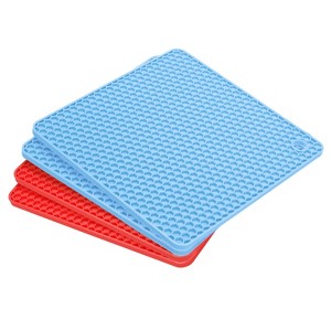 Unique Bargains Silicone Heat Resistant Multi-purpose Trivet Mat 4 Pcs - 1 of 4