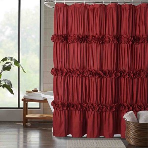 BAGOKIE 72"x72" Waterfall Ruffle Shower Curtain, Pack of 1 - 1 of 4