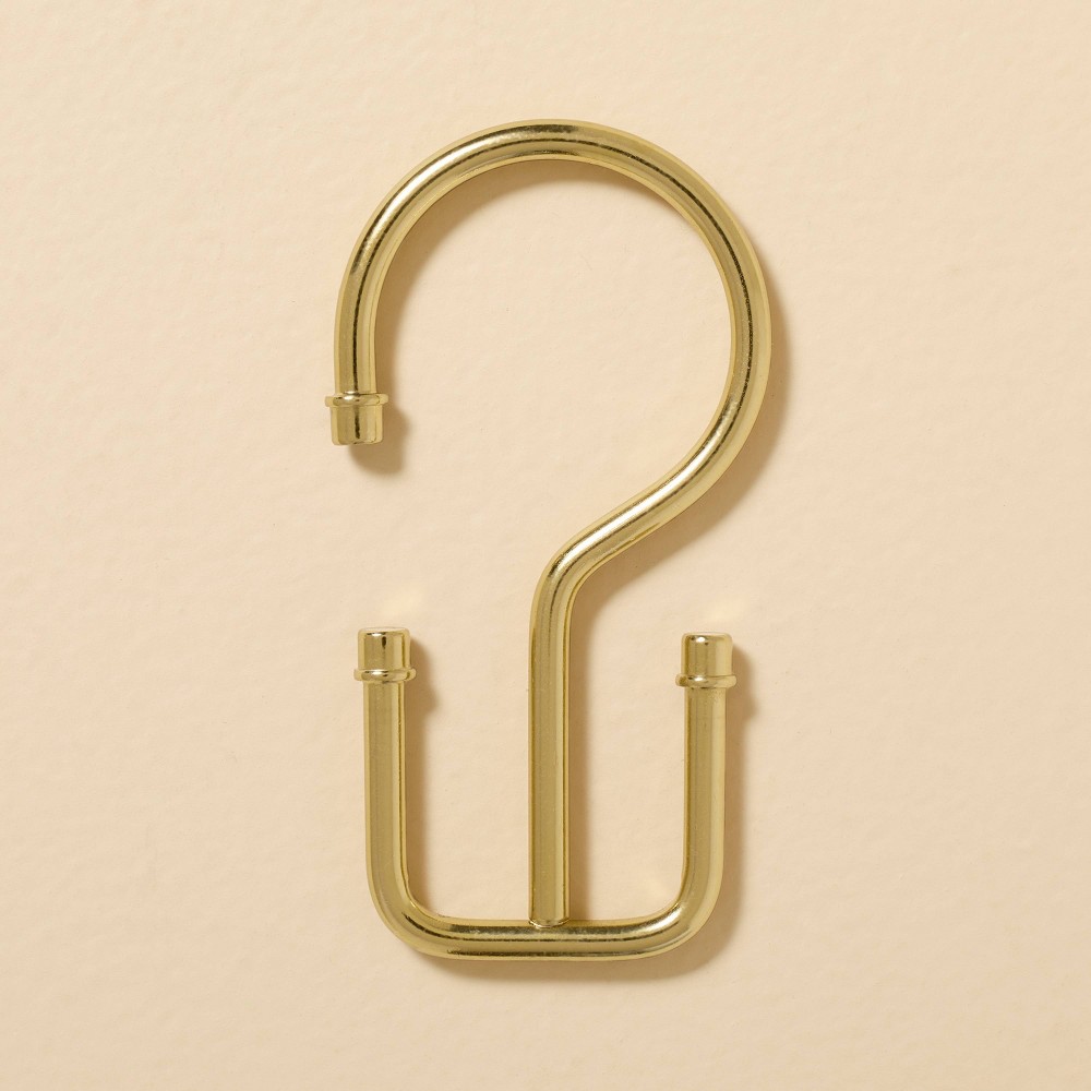 Double Steel Shower Curtain Hooks Brushed Brass (Set of 12) - Hearth & Hand™ with Magnolia