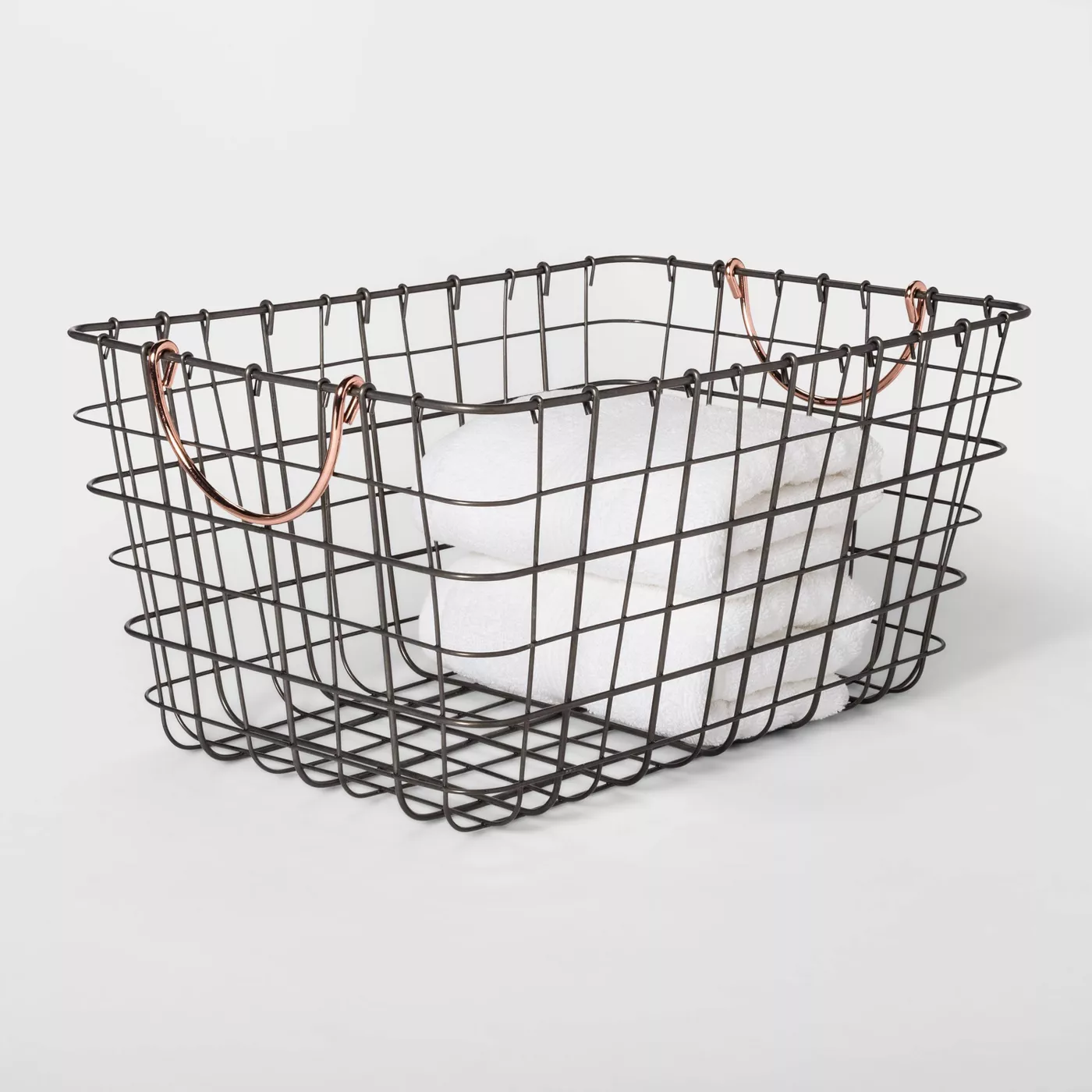 16"x11"x8" Wire Basket with Handle Gray/Copper - Threshold™ - image 2 of 4