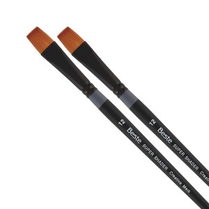 Creative Mark Beste Golden Taklon Super Shader #12 - 2 Pack Artist Brushes, Professional Watercolor Brushes, For Acrylic Painting, Short Handle, Sharp - 1 of 4