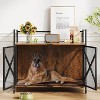 Large Dog Crate Furniture, Double Doors, Wooden Heavy Duty Dog Kennel Indoor, for Large Medium Small Dogs Modern Decorative End Table Pet House - 2 of 4