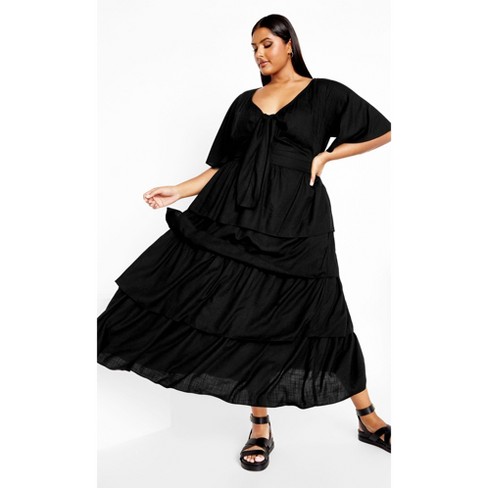 Women's Plus Size Ana Tie Dress - black | CITY CHIC - image 1 of 4