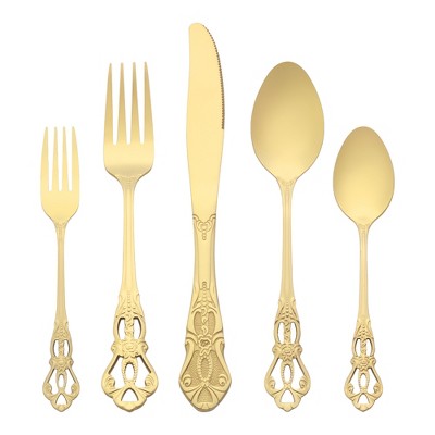 REGALWOVEN Stainless Steel Floral Modern Flatware Cutlery Set Silverware Set 20 Piece