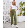 Maternity Pants Women's Smocked High Waisted Comfy Wide Leg Long Pants Pregnancy Casual Loose Yoga Lounge Sweatpants - 3 of 4