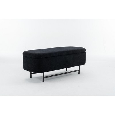 PAGED 18.5" H Storage Ottoman Modern Foot Stool Entryway Bench with Rubber Wood Legs and Soft Seat for Entryway, Bedroom