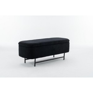 PAGED 18.5" H Storage Ottoman Modern Foot Stool Entryway Bench with Rubber Wood Legs and Soft Seat for Entryway, Bedroom - 1 of 4