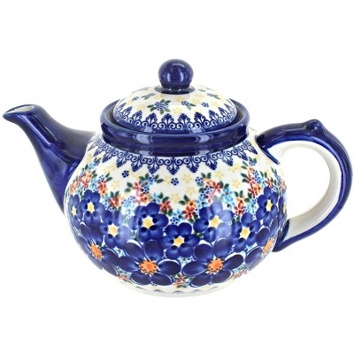 Blue Rose Polish Pottery Blue Dahlia Teapot