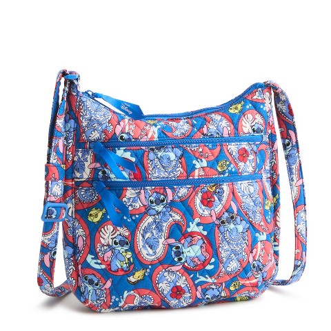 Vera Bradley Women's Disney Lilo and Stitch Cotton Trio Zip Hipster Crossbody Bag Stitch Monstera Paisley