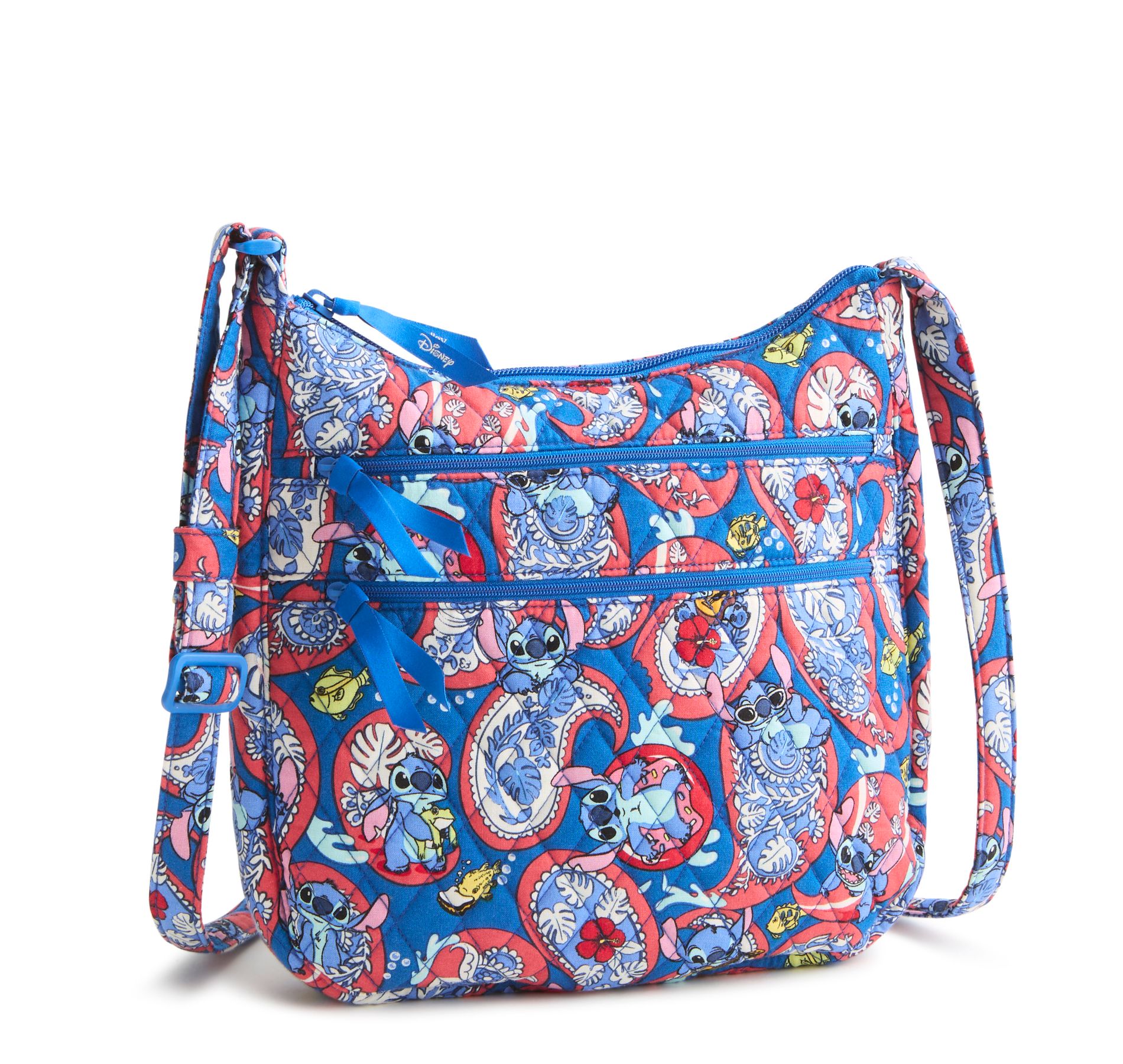 Vera Bradley Women's Disney Lilo and Stitch Cotton Trio Zip Hipster Crossbody Bag Stitch Monstera Paisley