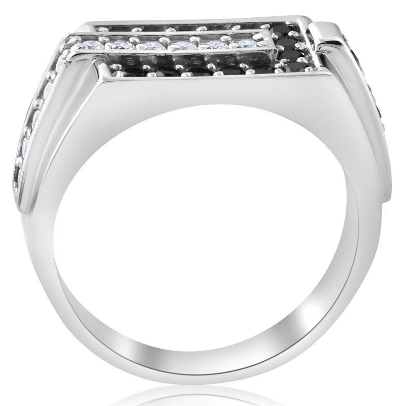 Pompeii3 Mens 5/8ct Black & White Diamond Wedding Ring 10k White Gold, 3 of 5