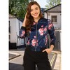 INSPIRE CHIC Women's Stand Collar Floral Prints Zip Up Lightweight Short Jacket - 2 of 4