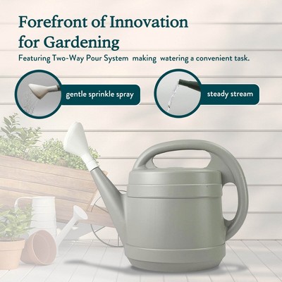 Gray 2-Gallon Ergonomic Plastic Watering Can with Large Mouth